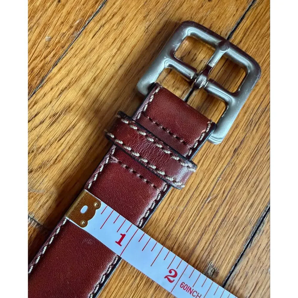Distressed Brown Leather Belt w/Stitch Accent Mens sz L.